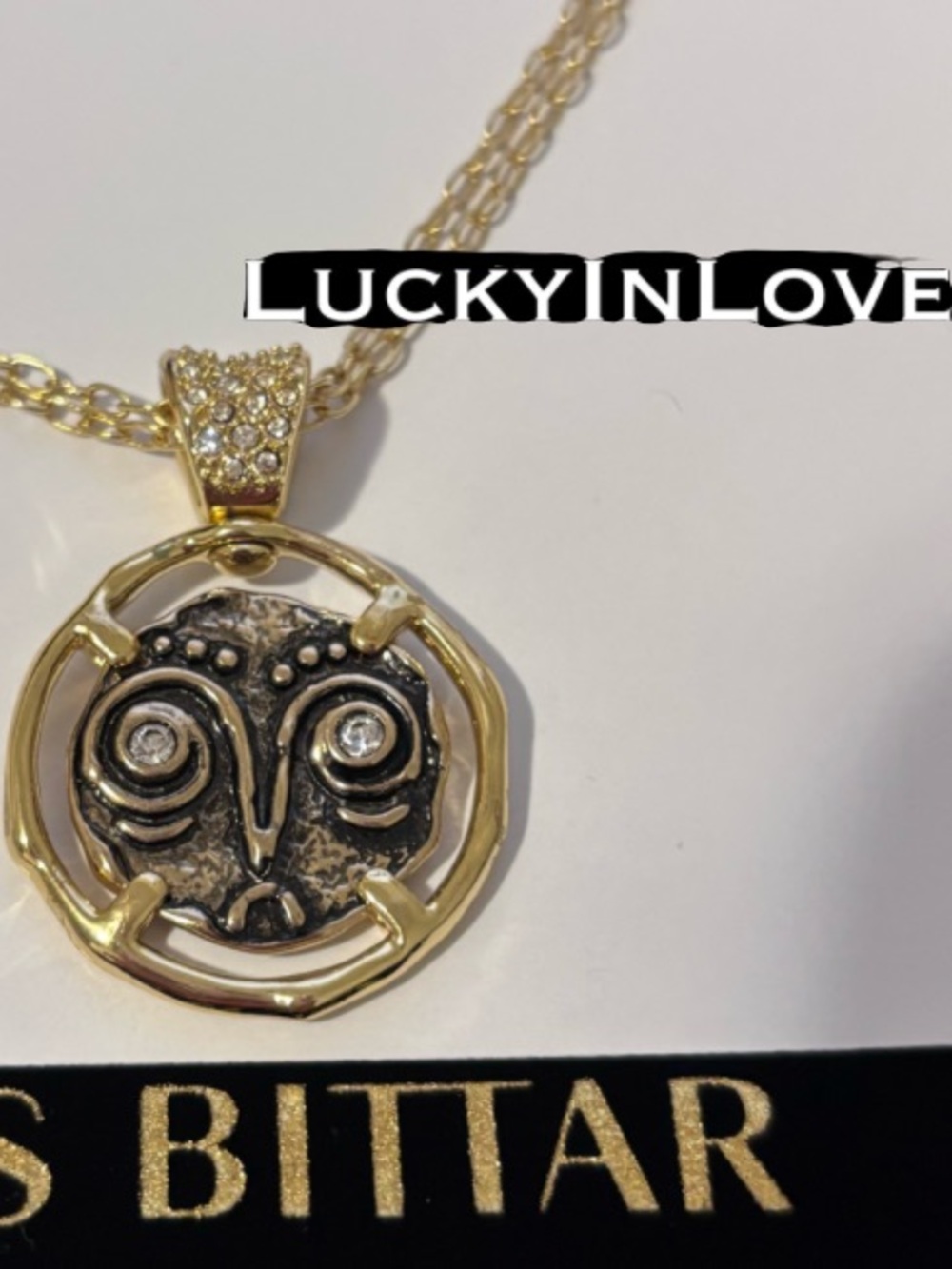 ALEXIS BITTAR • NEW Modern Antiquities Gold Coin Happy Sad Swivel Spin Necklace